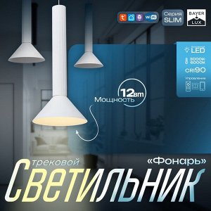 Светильник трековый SLIM "Фонарь" LED 12Вт 3000K-6000К 48V CRI90 белый 17х17х39-139см