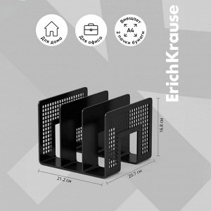 Лоток-сортер для бумаг вертикальный, 3 отделения, ErichKrause, чёрный