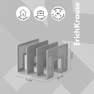 Лоток-сортер для бумаг вертикальный, 3 отделения, ErichKrause, серый