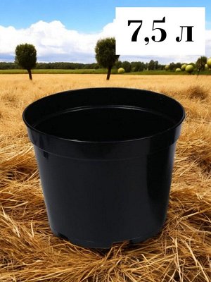 Горшок для рассады 7,5 л многоразовый, черный, пластик. Россия