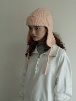 Шапка ушанка, женская, вязаная, теплая