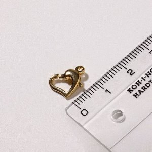 Замок-карабин «Сердце», (набор 2 шт.), 9?12 мм, медь, цвет золото