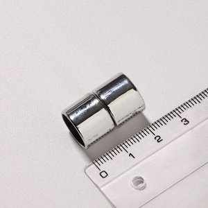Замок-концевик магнитный, L=20 мм, d (внутренний)=12 мм, (набор 2 шт.), цвет серебро