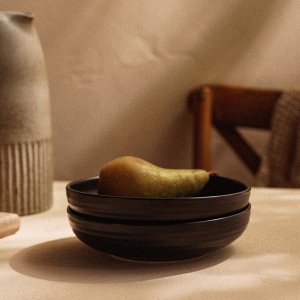 Тарелки глубокие SL Home «Дарк», d=18.5 см, набор 2 шт., фарфор, чёрные