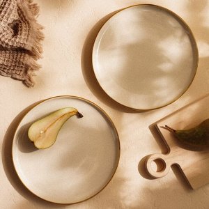 Тарелки SL Home «Леггеро», d=25.5 см, набор 2 шт., фарфор, бежевые