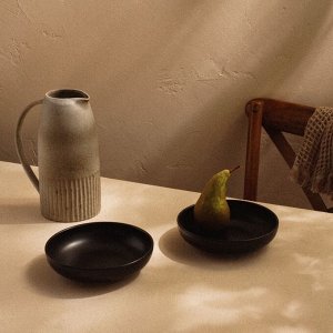 Тарелки глубокие SL Home «Дарк», d=18.5 см, набор 2 шт., фарфор, чёрные