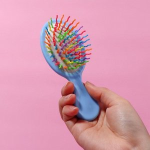 Расчёска - мини массажная, 5,5 ? 14 см, цвет голубой