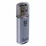Флеш-диск 32 GB, SMARTBUY V-Cut, USB 2.0, металлический корпус, серебристый, SB32GBVC-S