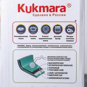 Кастрюля KUKMARA, 2 л, со стеклянной крышкой, антипригарное покрытие, тёмный мрамор
