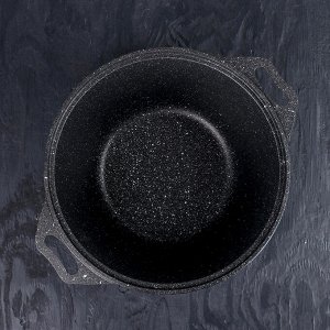 Набор кухонной посуды «Мраморная №6», крышка, съёмная ручка, антипригарное покрытие, цвет тёмный мрамор