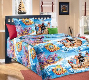 Комплект постельного белья 1,5-спальный, бязь "Люкс", детская расцветка (Пираты new)