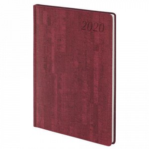 Еженедельник датированный 2020 А4, BRAUBERG Wood, благородное дерево, бордовый, 210*297мм, 129641