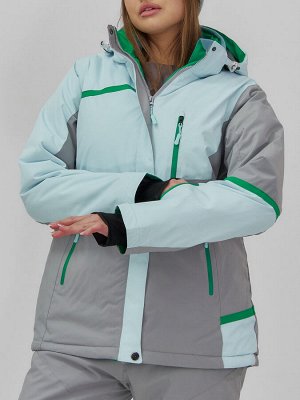 Гоннолыжная куртка женская зимняя голубого цвета 709Gl