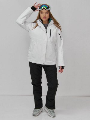 Горнолыжная куртка женская зимняя белого цвета 7015_1Bl