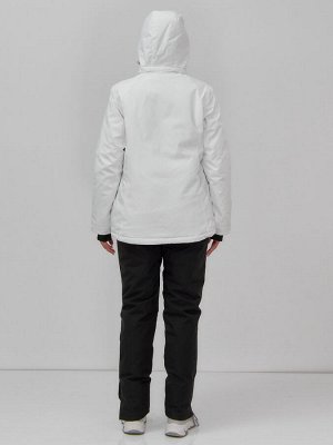 Горнолыжная куртка женская зимняя белого цвета 7015_1Bl