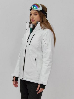 Горнолыжная куртка женская зимняя белого цвета 7015_1Bl