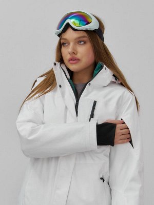Горнолыжная куртка женская зимняя белого цвета 7015_1Bl