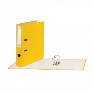 Папка-регистратор с покрытием из полипропилена, 50 мм, прочная, с уголком, BRAUBERG, желтая, 226593