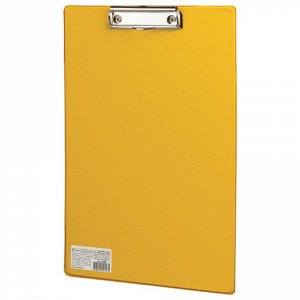 Доска-планшет BRAUBERG “Comfort“, с верхним прижимом, А4, 23х35 см, картон/ПВХ, Россия, желтая, 222662