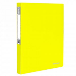 Папка на 2 кольцах c внутренним карманом BRAUBERG “Neon“, 25 мм, неоновая, желтая, до 170 листов, 0,7 мм, 227457