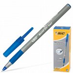 Ручка шариковая с грипом BIC &quot;Round Stic Exact&quot;, СИНЯЯ, корпус серый, узел 0,8 мм, линия письма 0,3 мм, 918543