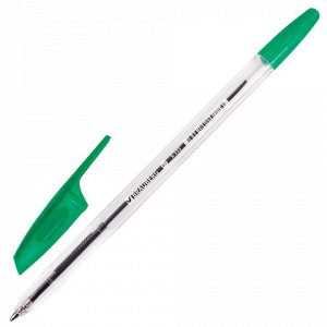 Ручка шариковая BRAUBERG “X-333“, корпус прозрачный, узел 0,7 мм, линия 0,35 мм, зеленая, 142408 (цена за 10 штук)