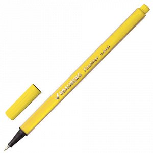 Ручка капиллярная BRAUBERG “Aero“, трехгранная, металлический наконечник, 0,4 мм, желтая, 142248 (цена за 12 шт.)