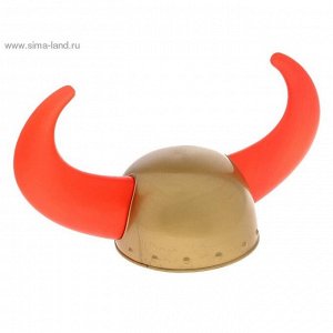 Шлем Викинг большие красные рога