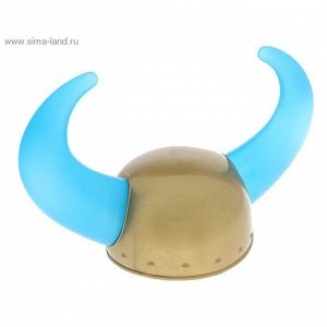 Шлем Викинг большие синие рога светящиеся