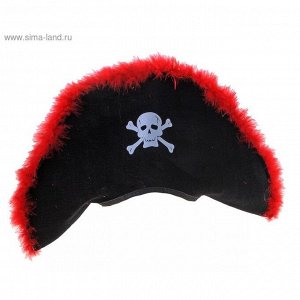 Шляпа Пиратка красный пух