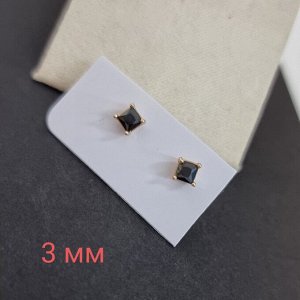 Серьги гвоздики коллекция Xuping покрытие позолота вставка камень черный