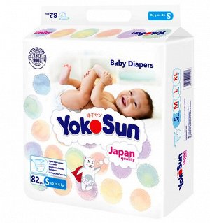 Детские одноразовые подгузники "YokoSun" S82 0-6 кг, 82шт