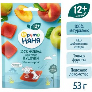 ФРУТОНЯНЯ Фруктовые кусочки 53г яблоко-персик