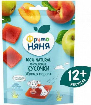 ФРУТОНЯНЯ Фруктовые кусочки 53г яблоко-персик