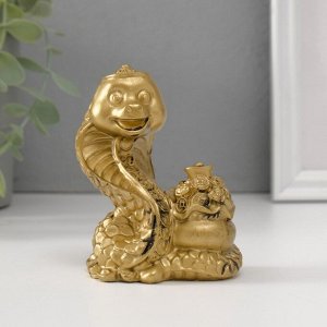 Нэцкэ фигурка полистоун «Змея с мешком китайских монет», 4.7x7.5x9.7 см