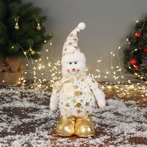 Игрушка мягкая «Снеговик в костюме со звёздами» 36x19 см, золотисто-белый