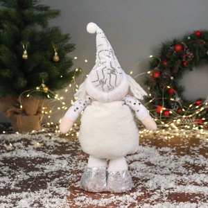 Игрушка мягкая «Дед Мороз блеск», 59x21 см/40x21 см, серебристо-белая