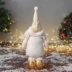 Игрушка мягкая «Дед Мороз цветочек» 59x21 см/40x21 см, золотисто-белый
