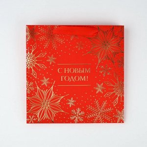 Пакет подарочный новогодний ламинированный квадратный «С Новым годом», тиснение 22 х 22 х 11 см