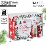 Пакет - коробка «Дедушка Мороз», 23 х 18 х 11 см