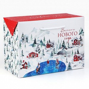 Пакет-коробка подарочный новогодний «Весёлого Нового года», 28*20*13 см