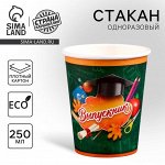 Стакан одноразовый бумажный &quot;Выпускник&quot;, 250 мл