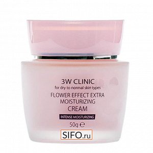 3W Clinic  Увлажняющий крем для лица с цветочными экстрактами и гиалуроновой кислотой 3W Clinic Flower Effect Extra Moisturizing