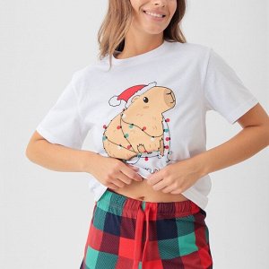 Пижама новогодняя женская (футболка, шорты) KAFTAN Cappy