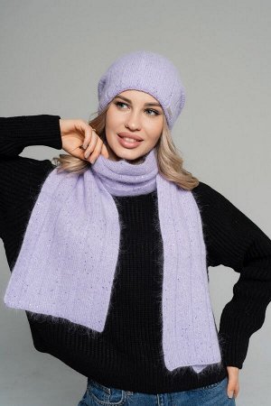 61m004 Комплект Шапка двухслойная 54-58 руб, шарф
30%Ангора, 60% шерсть 10%полиамид нить  с пайеткой