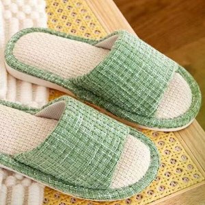 Женские льняные тапочки в японском стиле, розовые