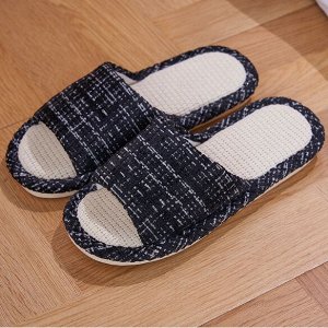 Женские льняные тапочки в японском стиле, черные