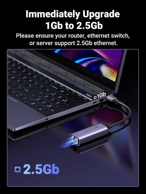 Карта сетевая (адаптер) USB-A 3.0 - 2.5G Ethernet (CM648) Ugreen
