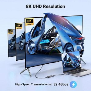 Адаптер переходник USB Type-C - DisplayPort 8K@60Hz, 0,1 м.(CM654) Ugreen