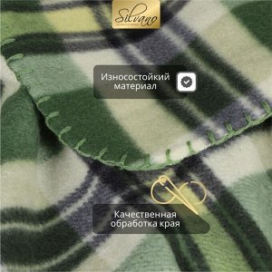 Плед 130х170 см, флис, 100% полиэстер, Silvano, Клетка 15/304-PCE, зеленый, AI-0104003